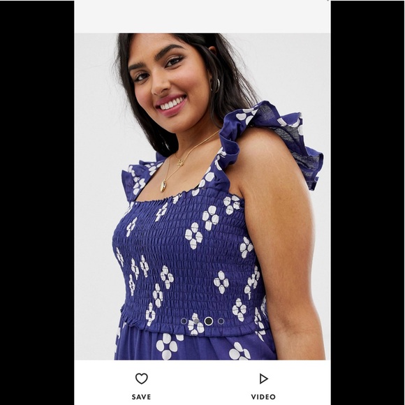 ASOS Curve shirred frill jumpsuit - NWT - Size 20 - Picture 3 of 4